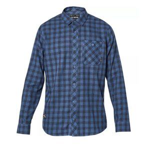 Fox Racing Shirt Small Men's Button Down Ekins Woven Plaid Casual Shirt Blue
